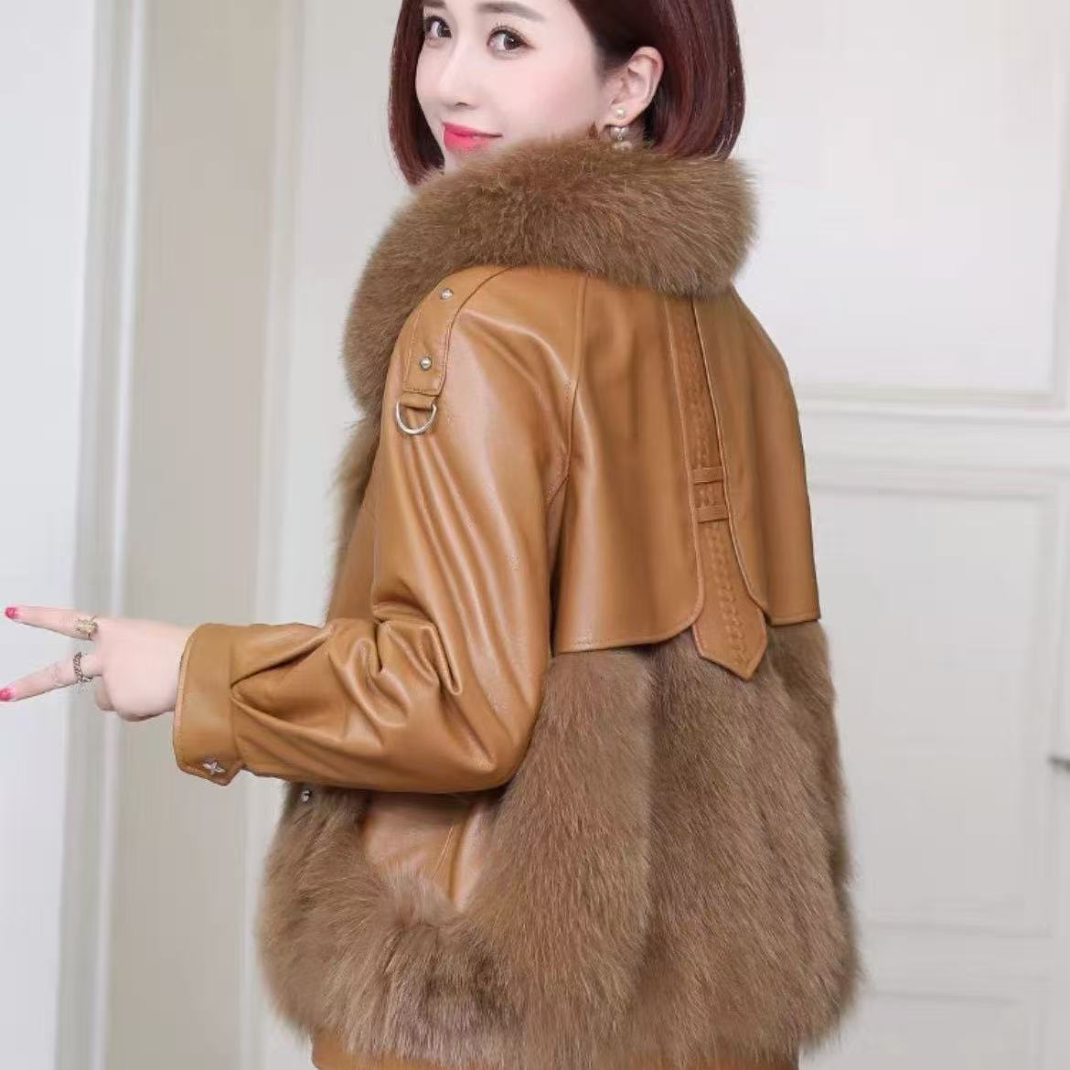 2025冬季新款仿狐狸毛女装加厚一体时尚保暖皮衣洋气皮草外套女
