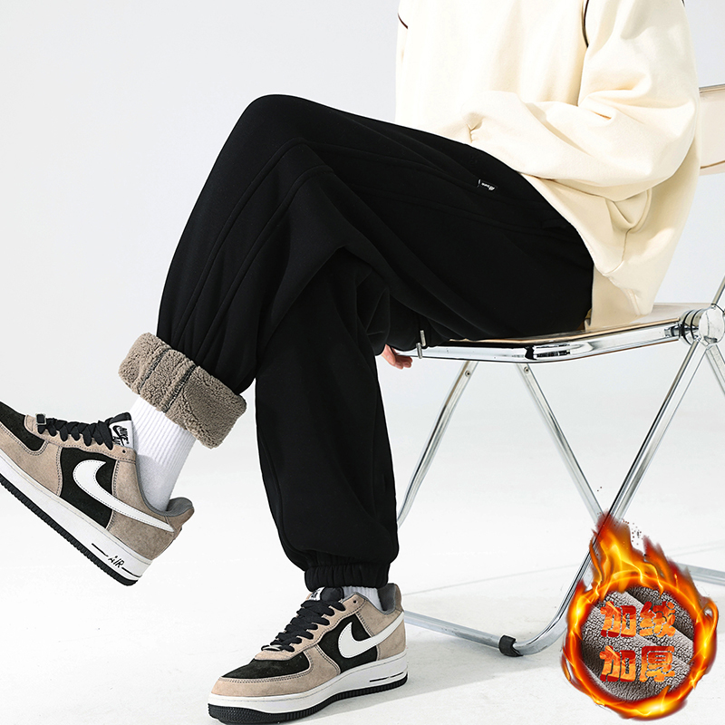 高品质冬款加厚羊驼绒脚卫裤加绒纯色百搭